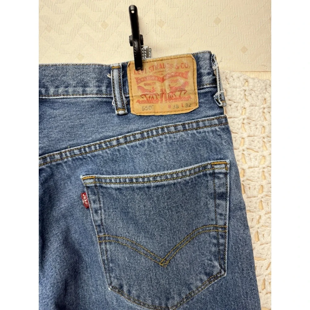 Levis 550 Jeans Men's 38x32 Fits 36x29 Blue Denim Straight Leg 100%Cotton